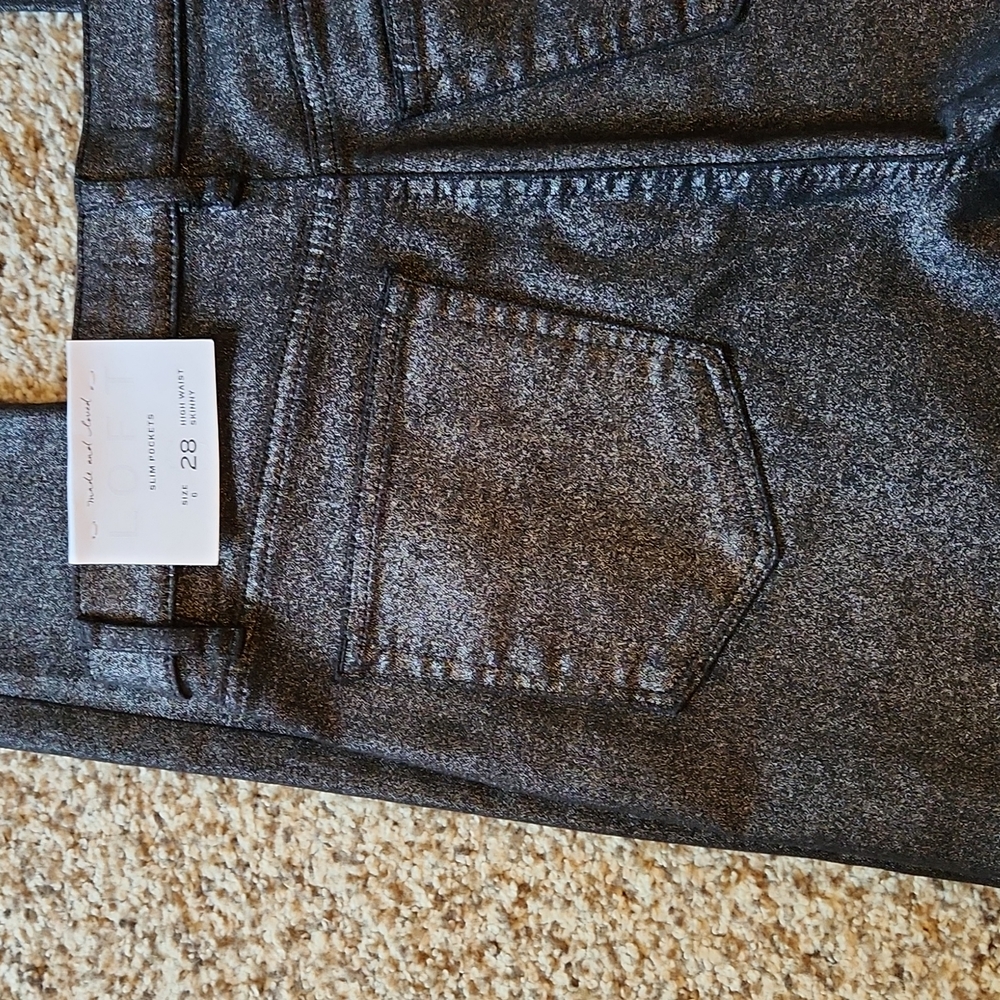 LOFT Metallic Black High-Rise Slim Jeans - 28